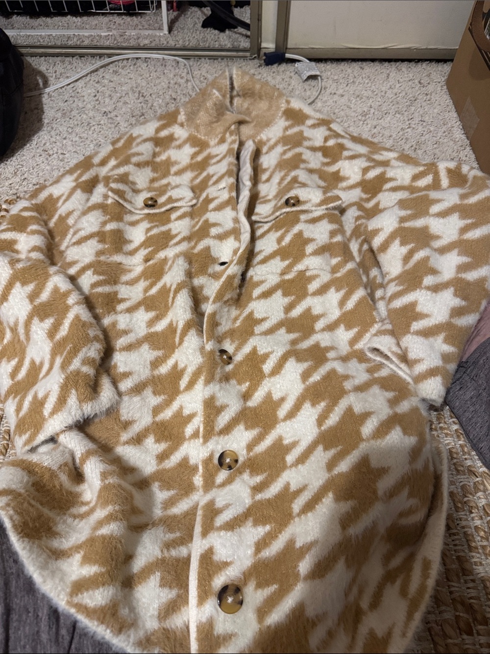 Women’s  Button-Up Coat in Cream and Tan Torrid